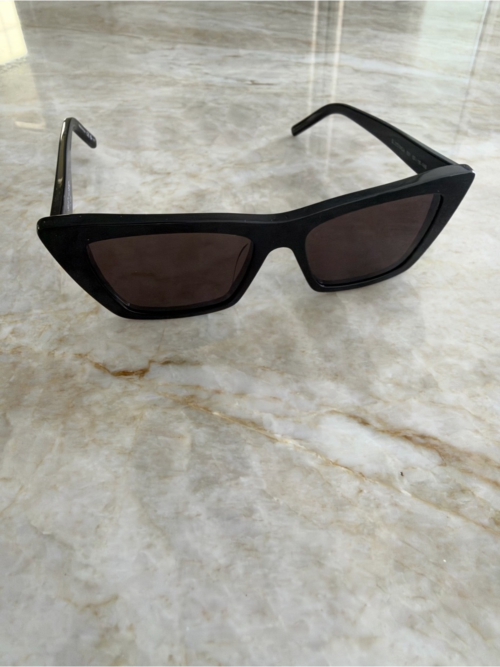 Saint Laurent Black Cat-Eye Sunglasses with Dark Lenses